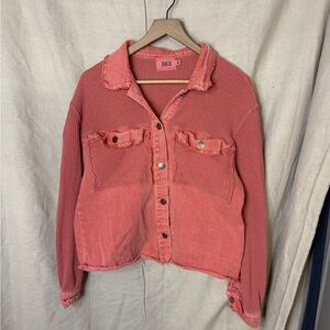 BKE Pink Textured Button-Up Shirt